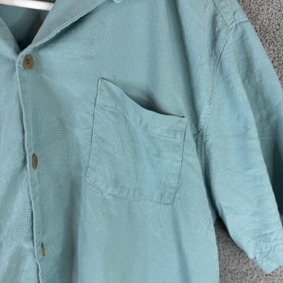 Tommy Bahama Shirt Mens Medium Seafoam Green Silk Jacquard Camp Button Front - Picture 4 of 14